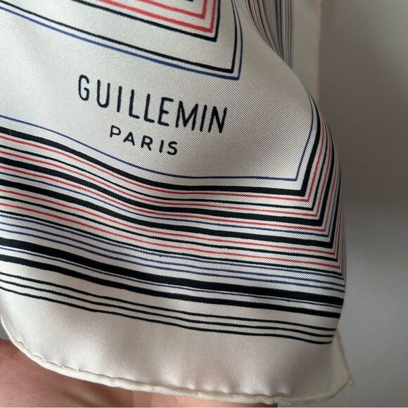 Guillemin Paris Vintage Striped Pink and Black Silk Scarf - Picture 5 of 9
